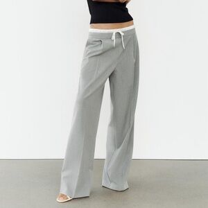 Zara Double Waist Wide-Leg Pants - Light Gray